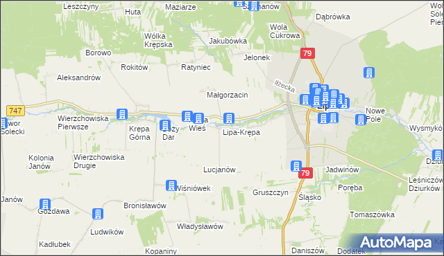 mapa Lipa-Krępa, Lipa-Krępa na mapie Targeo