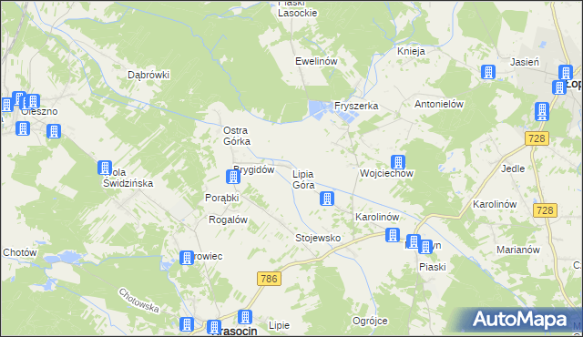mapa Lipia Góra gmina Krasocin, Lipia Góra gmina Krasocin na mapie Targeo