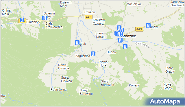 mapa Lipice gmina Grodziec, Lipice gmina Grodziec na mapie Targeo