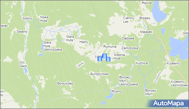 mapa Lipinki gmina Warlubie, Lipinki gmina Warlubie na mapie Targeo