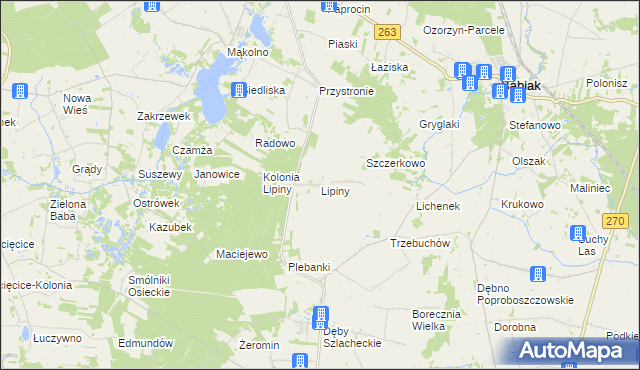 mapa Lipiny gmina Osiek Mały, Lipiny gmina Osiek Mały na mapie Targeo