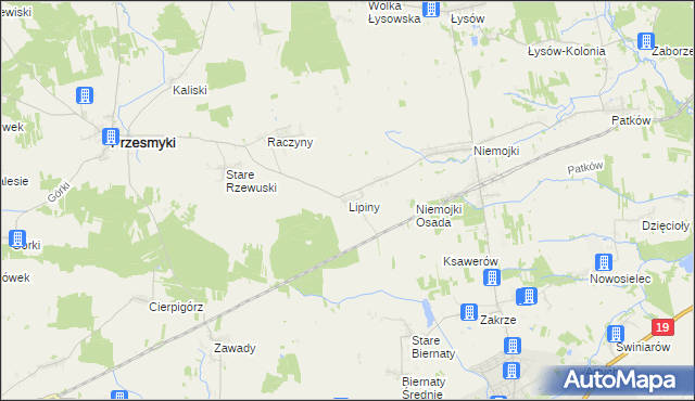 mapa Lipiny gmina Przesmyki, Lipiny gmina Przesmyki na mapie Targeo