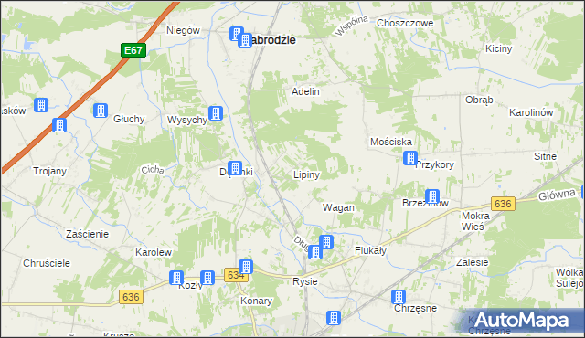 mapa Lipiny gmina Zabrodzie, Lipiny gmina Zabrodzie na mapie Targeo