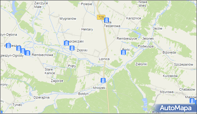 mapa Lipnica gmina Małogoszcz, Lipnica gmina Małogoszcz na mapie Targeo