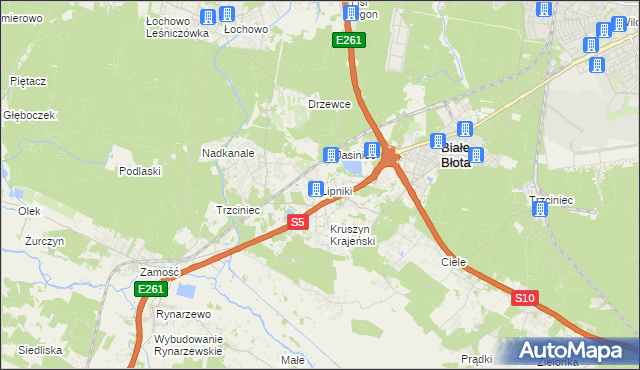 mapa Lipniki gmina Białe Błota, Lipniki gmina Białe Błota na mapie Targeo