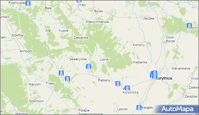 mapa Lipniki gmina Korytnica, Lipniki gmina Korytnica na mapie Targeo