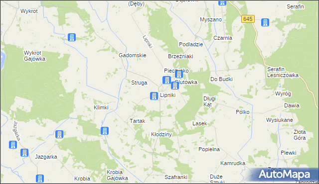 mapa Lipniki gmina Łyse, Lipniki gmina Łyse na mapie Targeo