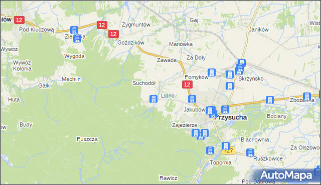 mapa Lipno gmina Przysucha, Lipno gmina Przysucha na mapie Targeo