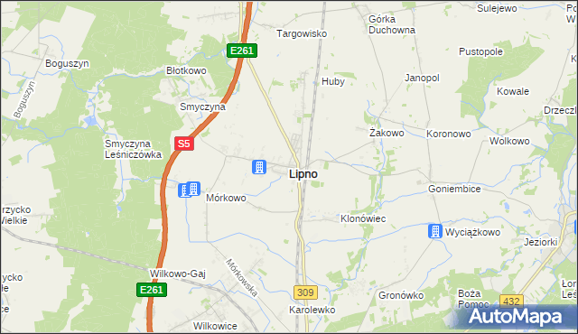 mapa Lipno powiat leszczyński, Lipno powiat leszczyński na mapie Targeo