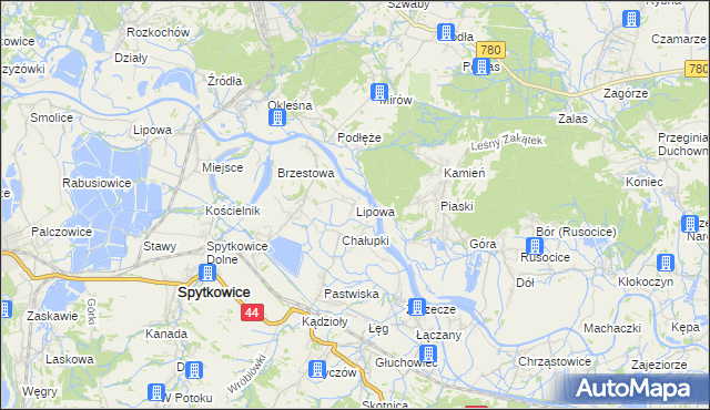 mapa Lipowa gmina Spytkowice, Lipowa gmina Spytkowice na mapie Targeo