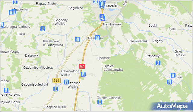 mapa Lipowiec gmina Chorzele, Lipowiec gmina Chorzele na mapie Targeo