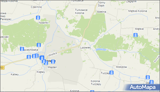mapa Lipowiec gmina Tyszowce, Lipowiec gmina Tyszowce na mapie Targeo
