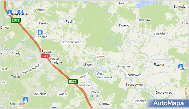 mapa Lipowo gmina Wiązowna, Lipowo gmina Wiązowna na mapie Targeo