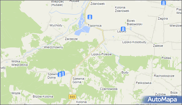 mapa Lipsko-Polesie, Lipsko-Polesie na mapie Targeo