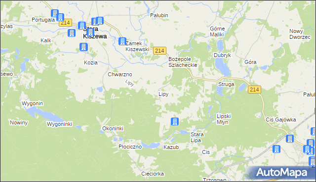 mapa Lipy gmina Stara Kiszewa, Lipy gmina Stara Kiszewa na mapie Targeo