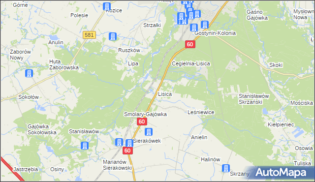 mapa Lisica, Lisica na mapie Targeo