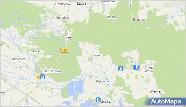 mapa Lisiec gmina Lubin, Lisiec gmina Lubin na mapie Targeo