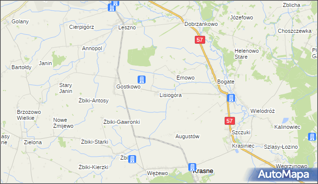 mapa Lisiogóra, Lisiogóra na mapie Targeo