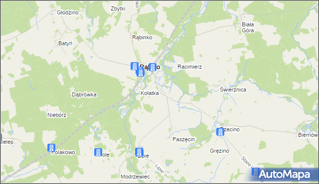 mapa Liskowo gmina Rąbino, Liskowo gmina Rąbino na mapie Targeo