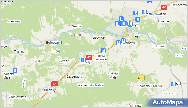 mapa Lisowice-Kolonia, Lisowice-Kolonia na mapie Targeo