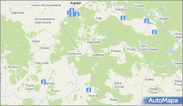 mapa Listewka, Listewka na mapie Targeo