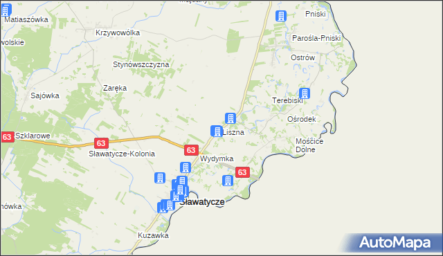 mapa Liszna gmina Sławatycze, Liszna gmina Sławatycze na mapie Targeo