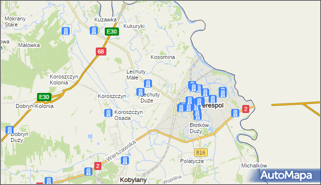 mapa Łobaczew Duży, Łobaczew Duży na mapie Targeo