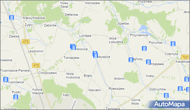 mapa Łobudzice gmina Szadek, Łobudzice gmina Szadek na mapie Targeo