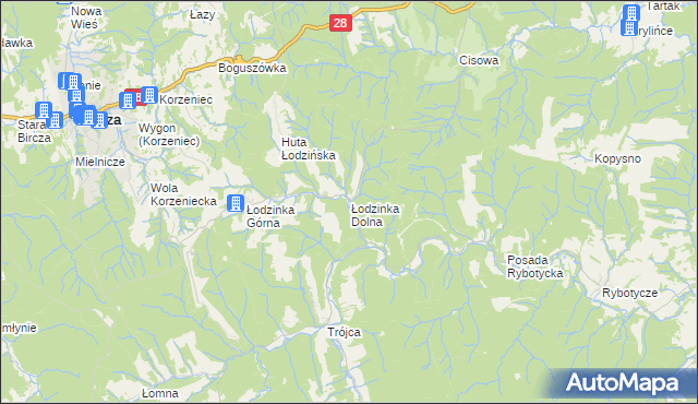 mapa Łodzinka Dolna, Łodzinka Dolna na mapie Targeo