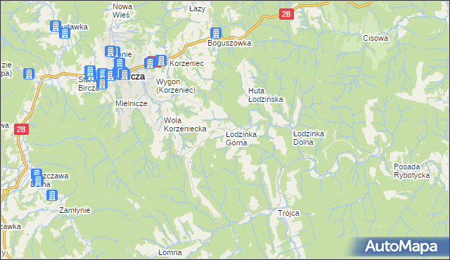 mapa Łodzinka Górna, Łodzinka Górna na mapie Targeo