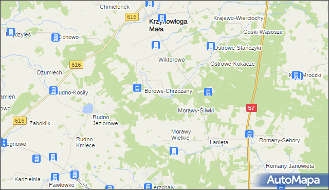 mapa Łoje gmina Krzynowłoga Mała, Łoje gmina Krzynowłoga Mała na mapie Targeo