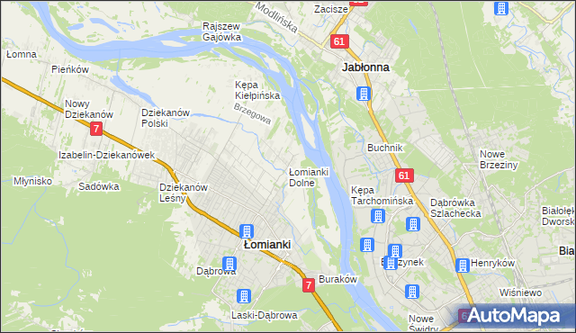 mapa Łomianki Dolne, Łomianki Dolne na mapie Targeo