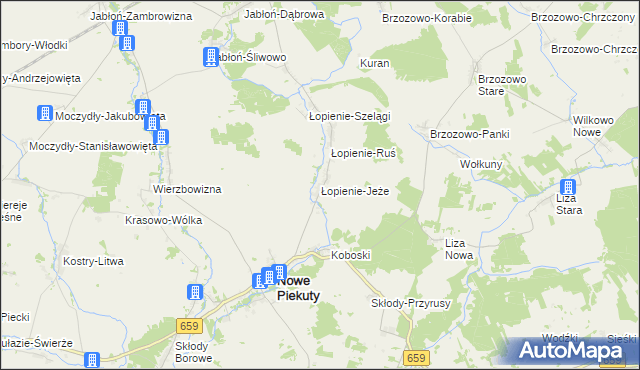 mapa Łopienie-Jeże, Łopienie-Jeże na mapie Targeo