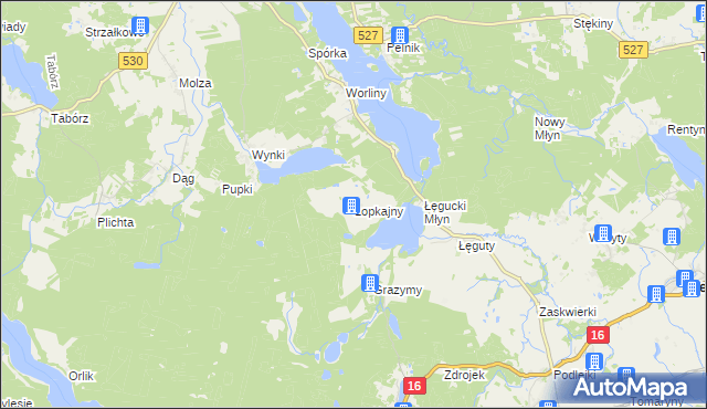 mapa Łopkajny, Łopkajny na mapie Targeo