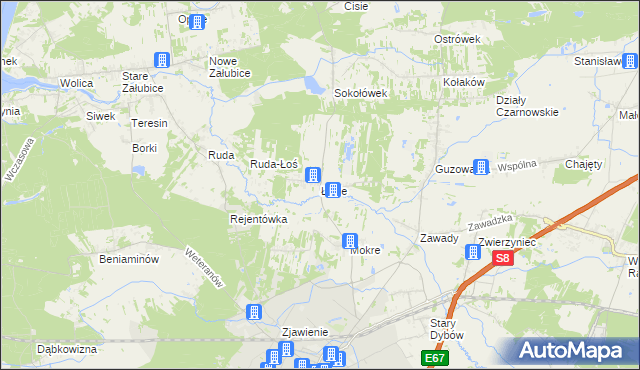 mapa Łosie gmina Radzymin, Łosie gmina Radzymin na mapie Targeo