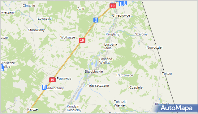 mapa Łosośna Wielka, Łosośna Wielka na mapie Targeo