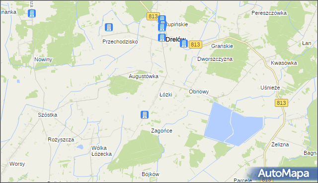 mapa Łózki, Łózki na mapie Targeo