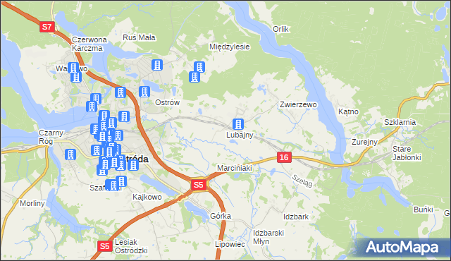 mapa Lubajny, Lubajny na mapie Targeo