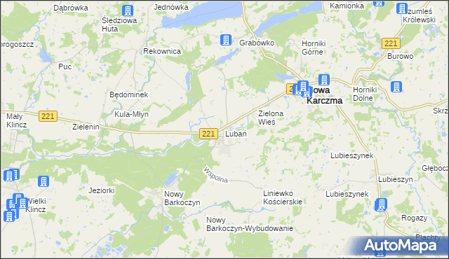 mapa Lubań gmina Nowa Karczma, Lubań gmina Nowa Karczma na mapie Targeo