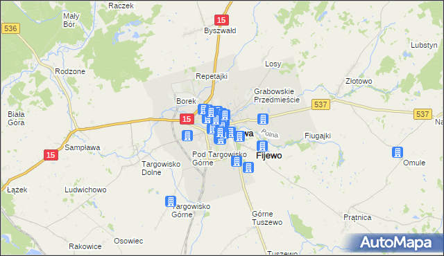 mapa Lubawa, Lubawa na mapie Targeo