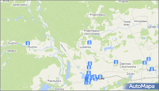 mapa Łubianka gmina Przechlewo, Łubianka gmina Przechlewo na mapie Targeo