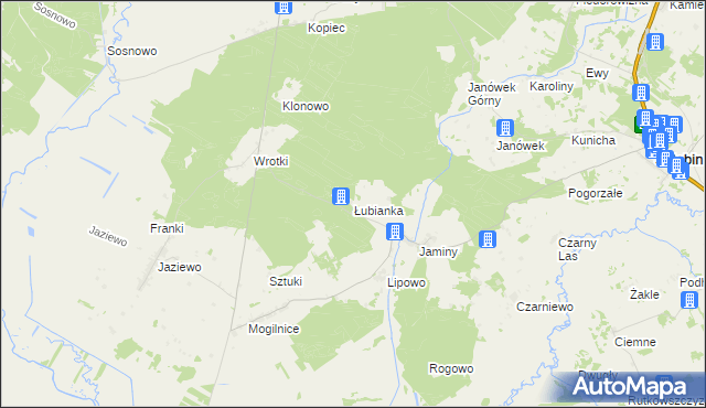 mapa Łubianka gmina Sztabin, Łubianka gmina Sztabin na mapie Targeo