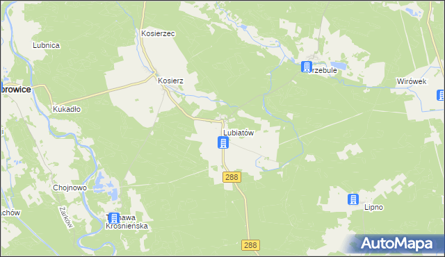 mapa Lubiatów gmina Dąbie, Lubiatów gmina Dąbie na mapie Targeo