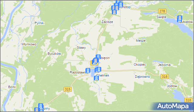 mapa Lubięcin, Lubięcin na mapie Targeo