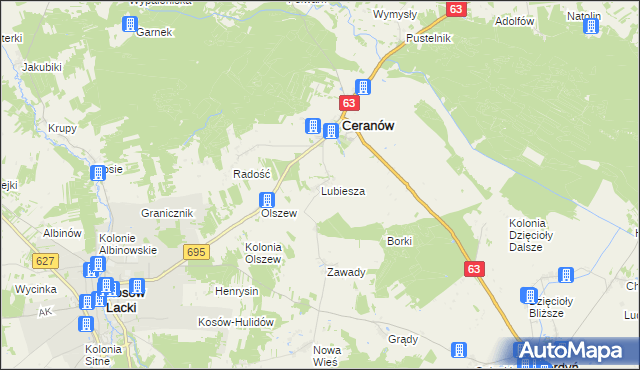 mapa Lubiesza, Lubiesza na mapie Targeo