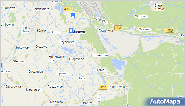 mapa Lubieszów gmina Bierawa, Lubieszów gmina Bierawa na mapie Targeo