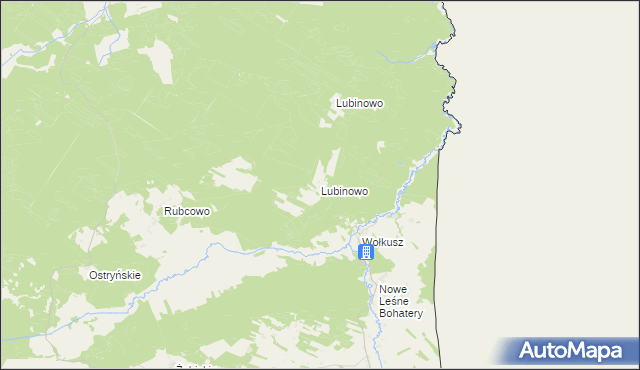 mapa Lubinowo gmina Lipsk, Lubinowo gmina Lipsk na mapie Targeo
