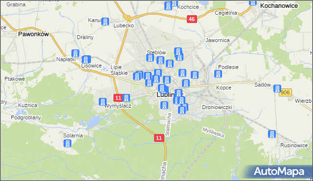 mapa Lubliniec, Lubliniec na mapie Targeo