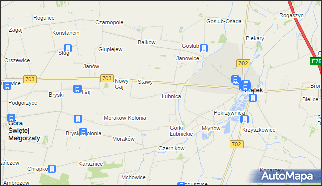 mapa Łubnica gmina Piątek, Łubnica gmina Piątek na mapie Targeo