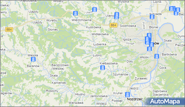 mapa Łubno gmina Dynów, Łubno gmina Dynów na mapie Targeo